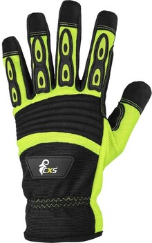 Rukavice YEMA, kombinovan�, �luto-�ern�, vel. 9