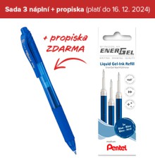 Gelov pero Pentel ENERGEL BL107,  0,7mm, modr k 3 ks npli LR7-3C, modr, zdarma