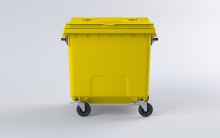 Kontejner na tdn odpad s plochm vkem 1100 l, plastov, lut