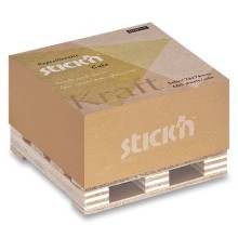 Samolepic� blo�ek kostka Stick'n by Hopax KRAFT na paletce, 76 x 76 mm, p��r. hn�d�, 400 l�stk�
