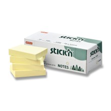 Samolepic� blo�ek Stick'n by Hopax FSC, 38 x 51 mm, pastel �lut�, 12 x 100 l�stk�