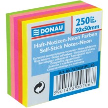 Samolep�c� blo�ek DONAU, 50 x 50 mm, neon mix, 250 l�stk�