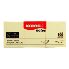Samolep�c� blo�ek KORES, 50 x 40 mm, �lut�, 3 x 100 l�stk�