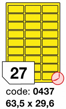 ETIKETY RayFilm 63,5x29,6, fluorescentn� �lut�/100 list� po 27 etiket�ch