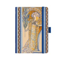 Z�pisn�k Premium Alfons Mucha A5, linkovan�, modr�